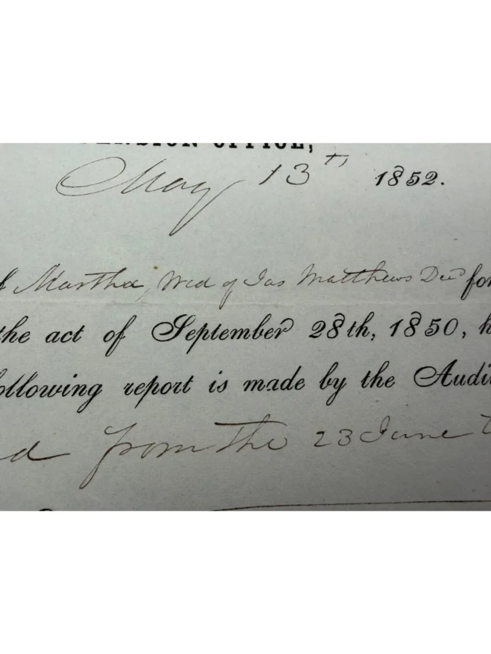 1852 US Pension Office Letter Bounty Land Claim Rejected Syracuse NY US Gov Doc - Picture 6 of 7